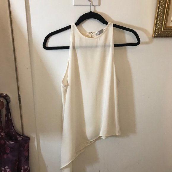 Dressy H&M asymmetrical white top size 6 (fits 4) - Picture 1 of 6